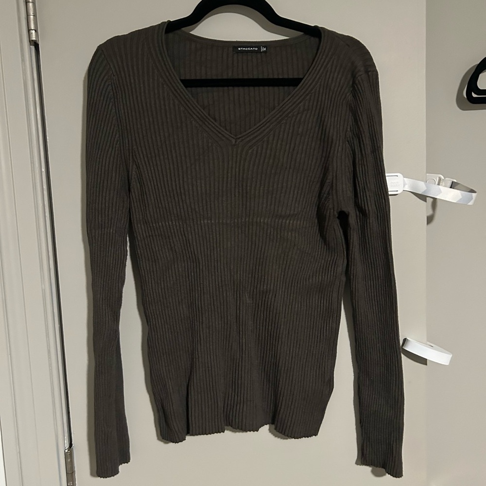 Staccato Olive Green Ribbed Sweater